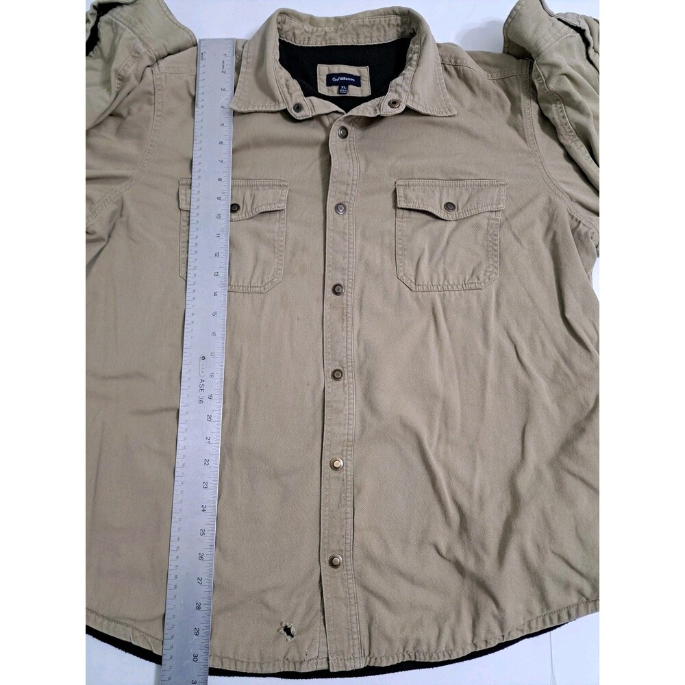 Croft Barrow Mens XL Canvas Chore Jacket Shirt Fleece Lined Coat Khaki Field - Picture 11 of 12